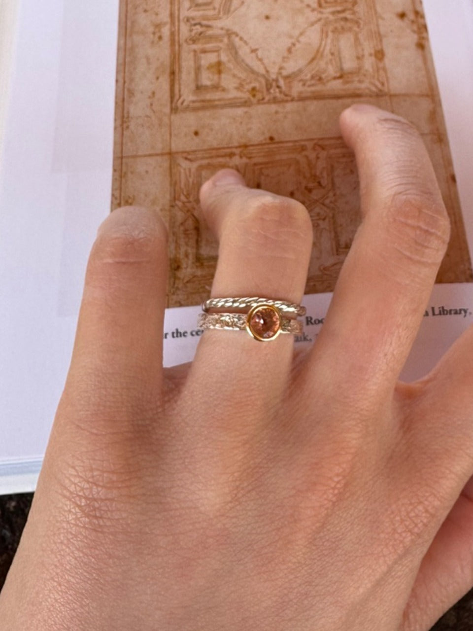 (14k) Twig Fermata Ring (pink tourmaline)