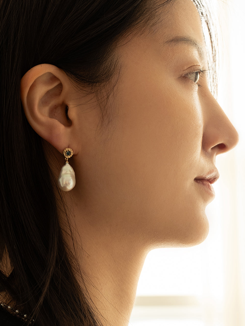 (14k) Sprout Pearl Drop Earrings