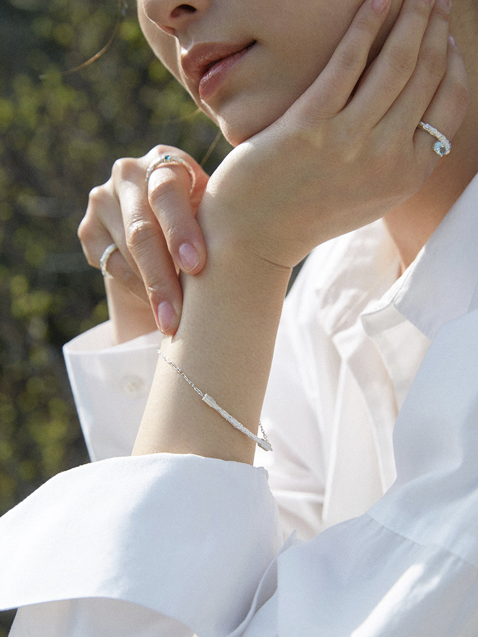 Twig Ring - aquamarine (oval)
