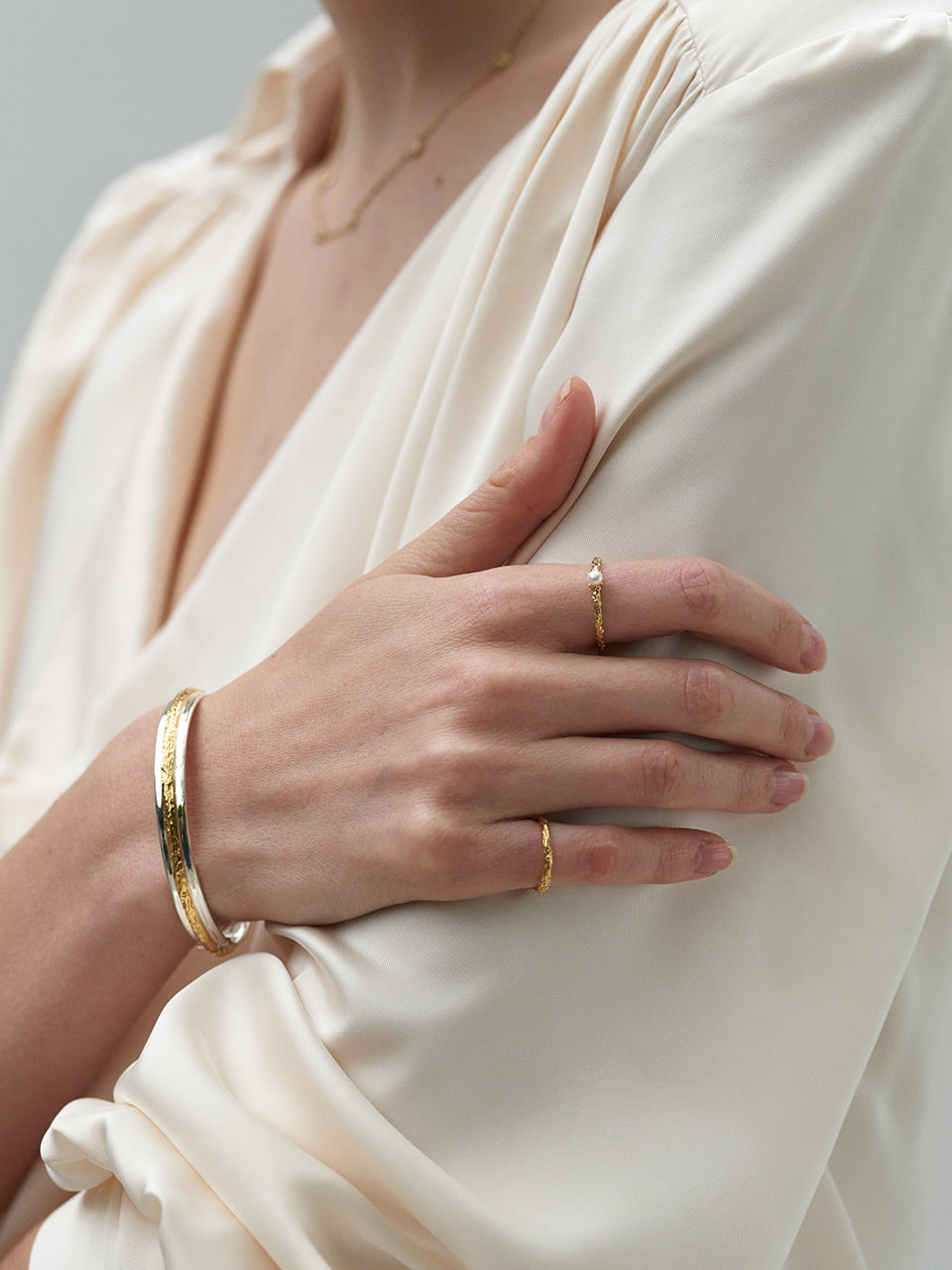 (14k) Twig Slim Ring (pearl)