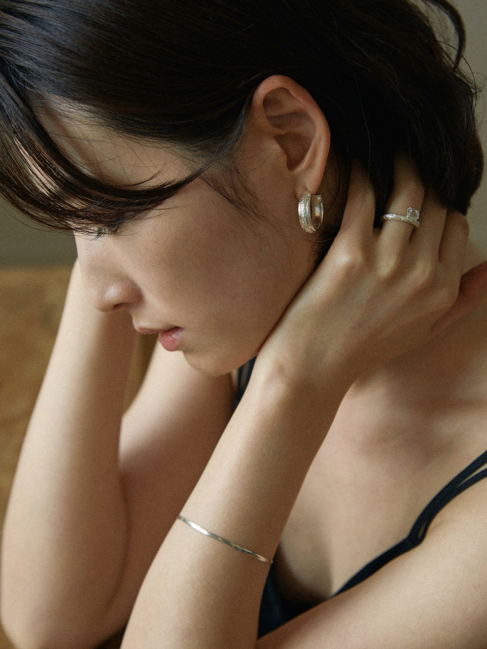 Twig Ring - white topaz (square)