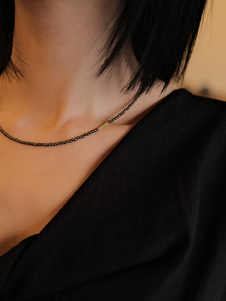 (14k) Margo Necklace (green opal)