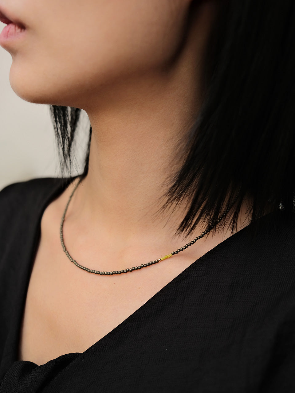 (14k) Margo Necklace (green opal)