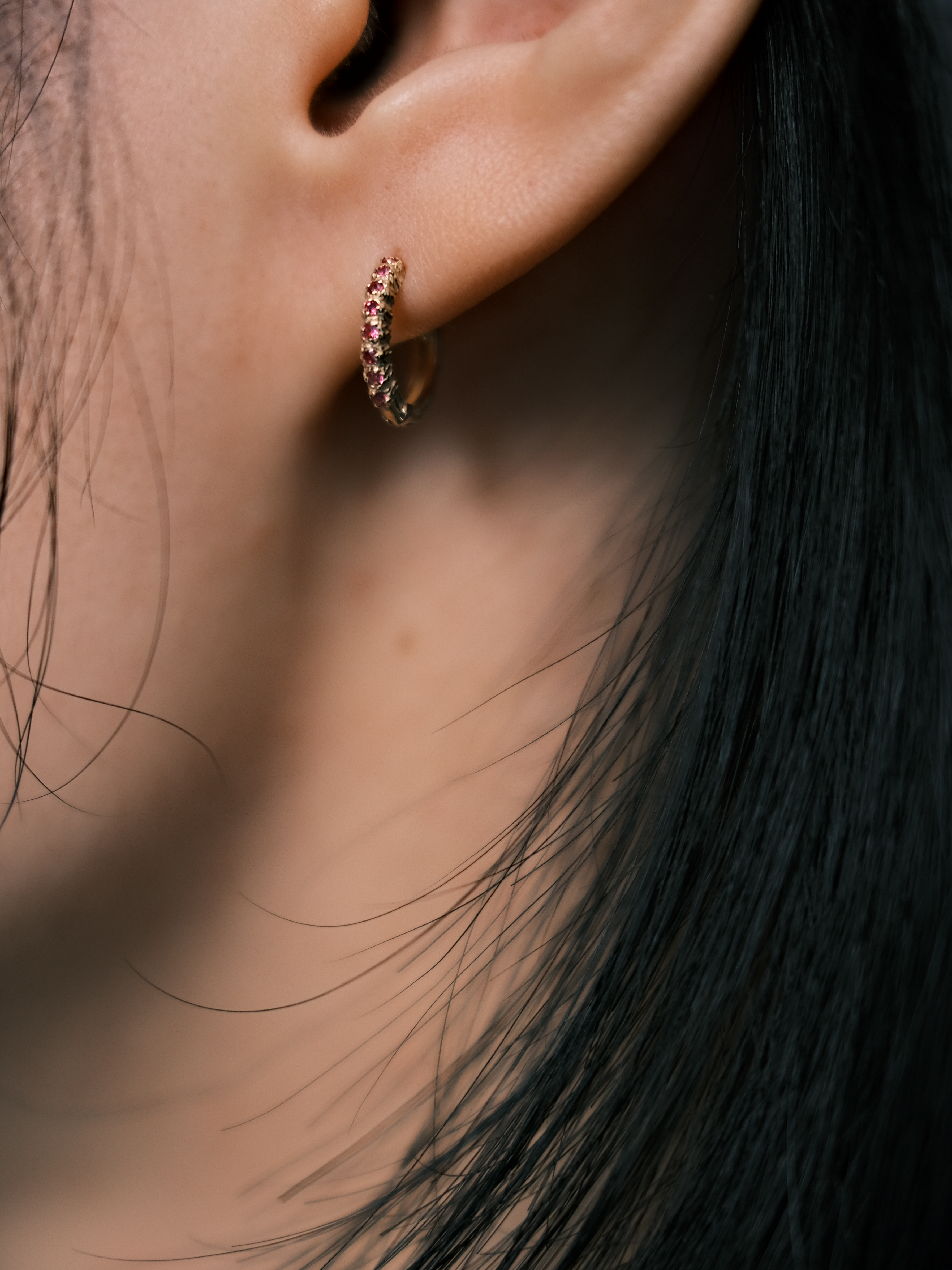 (14k) Quite Spark Earrings (ruby)