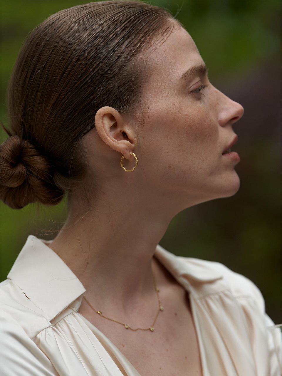 (14k) Sprout Necklace (S) (5 cognac diamonds)