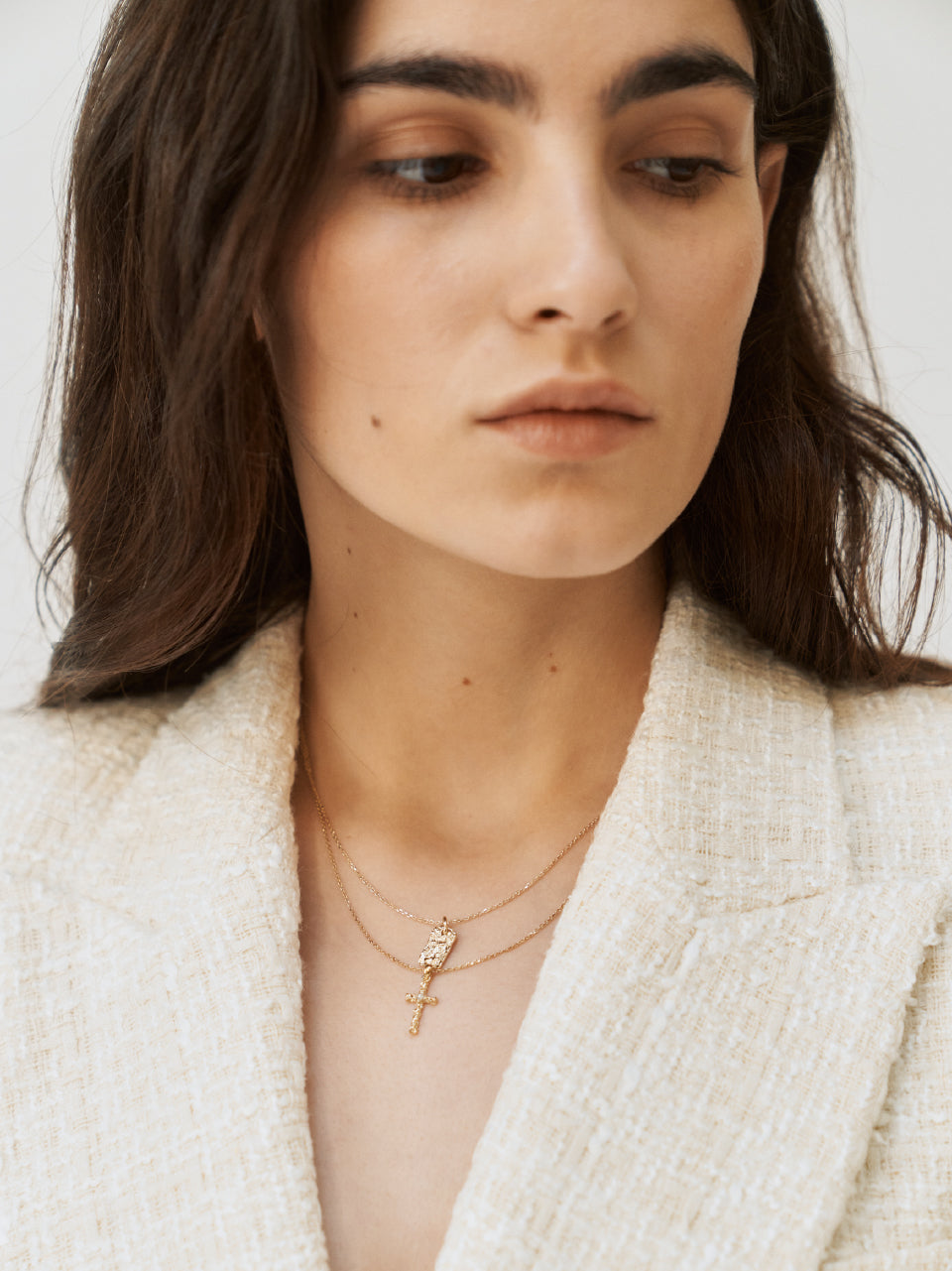 (14k) Twig Tag Necklace