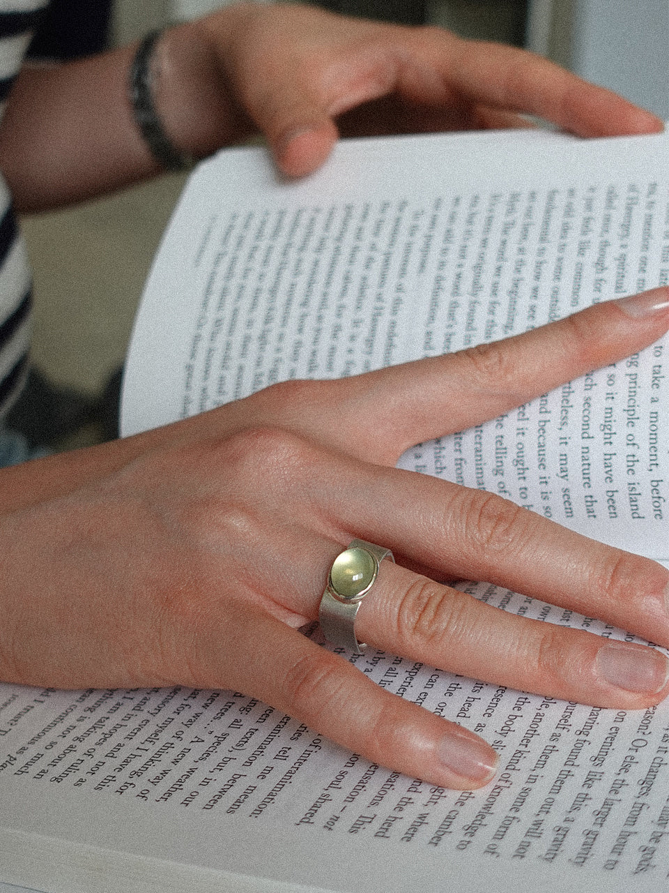 Valentine Square Ring (prehnite)