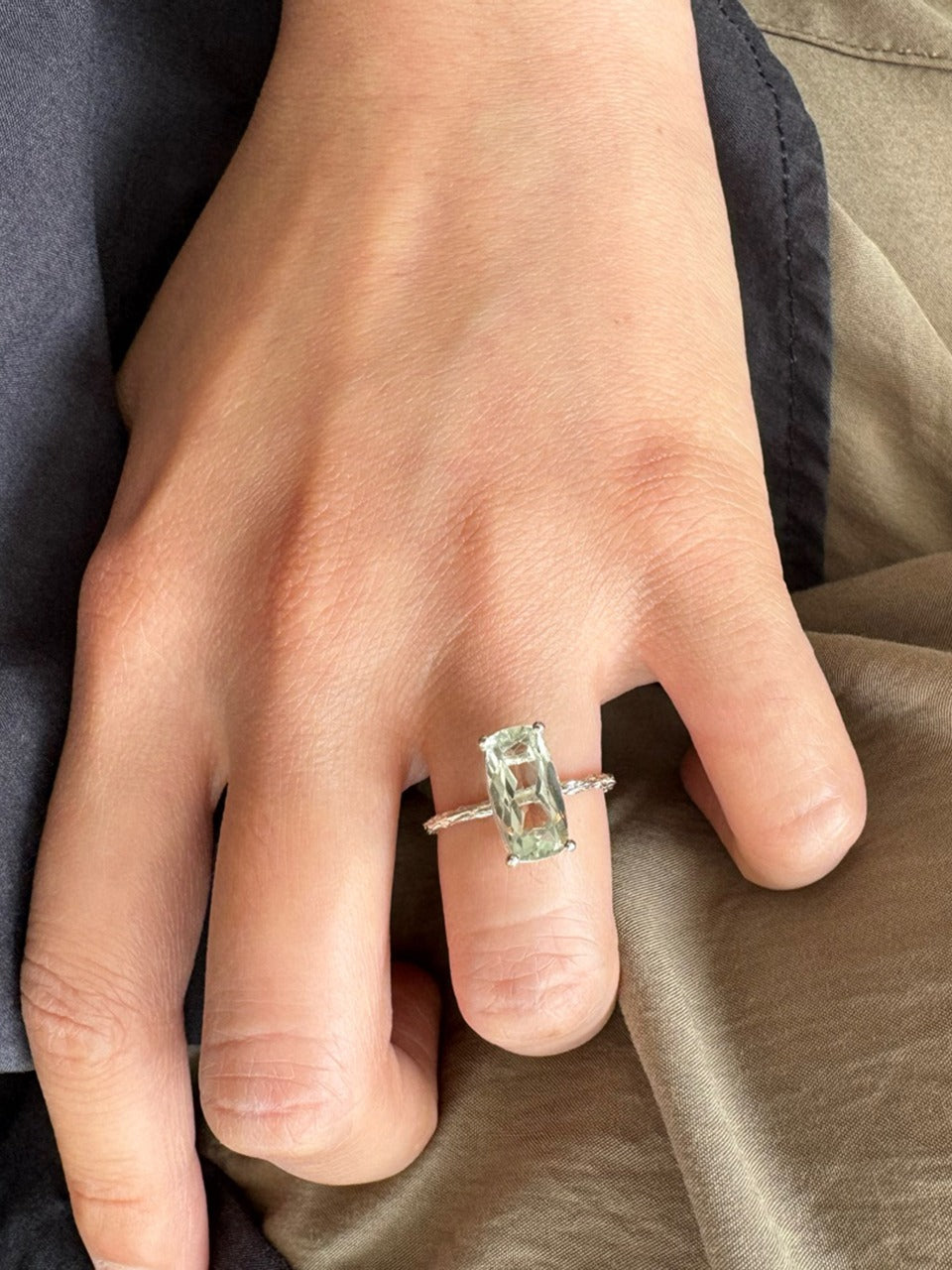 Cotton Candy Ring (green quartz)