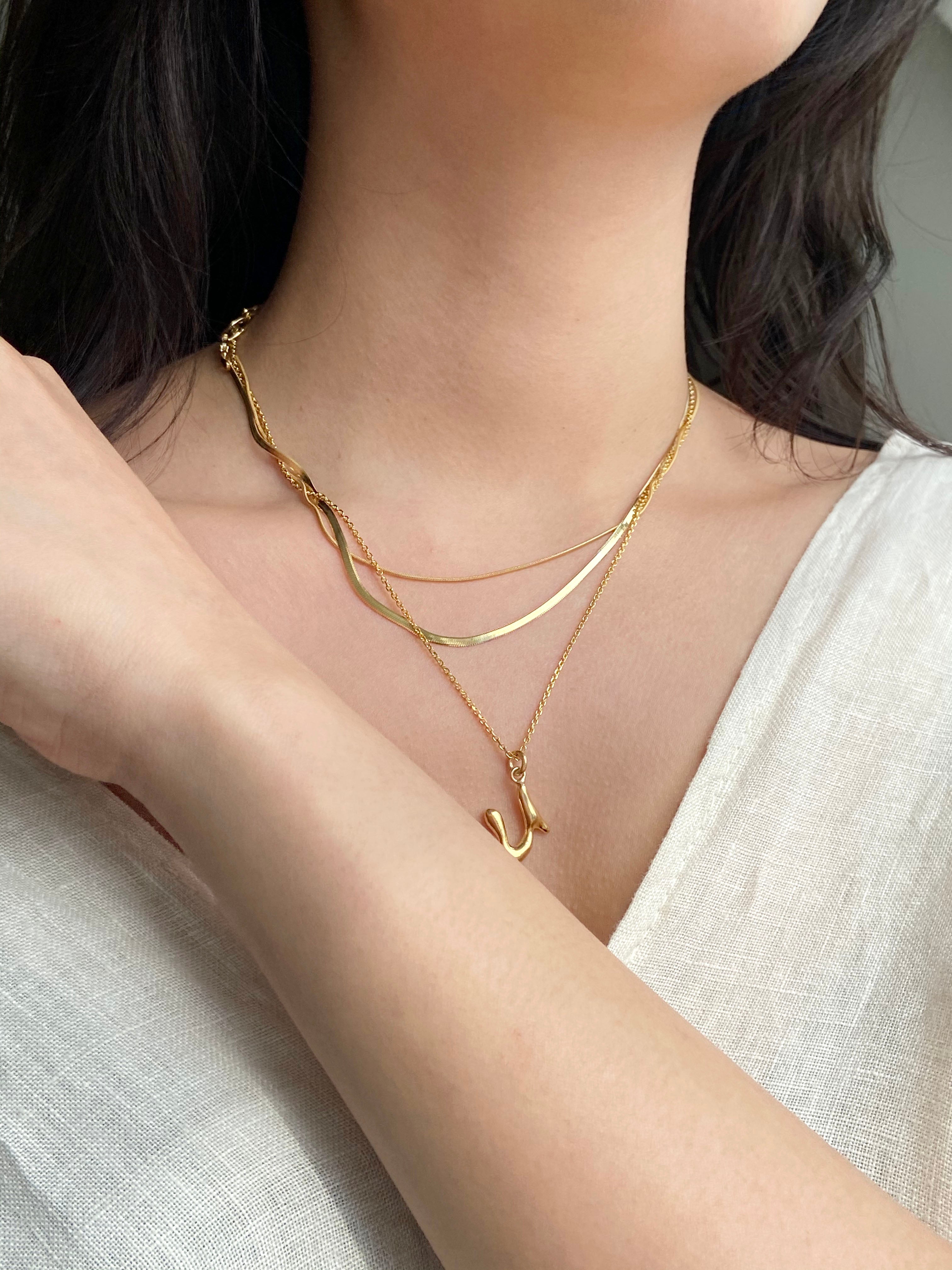 Initial Letter Necklace (thin chain)