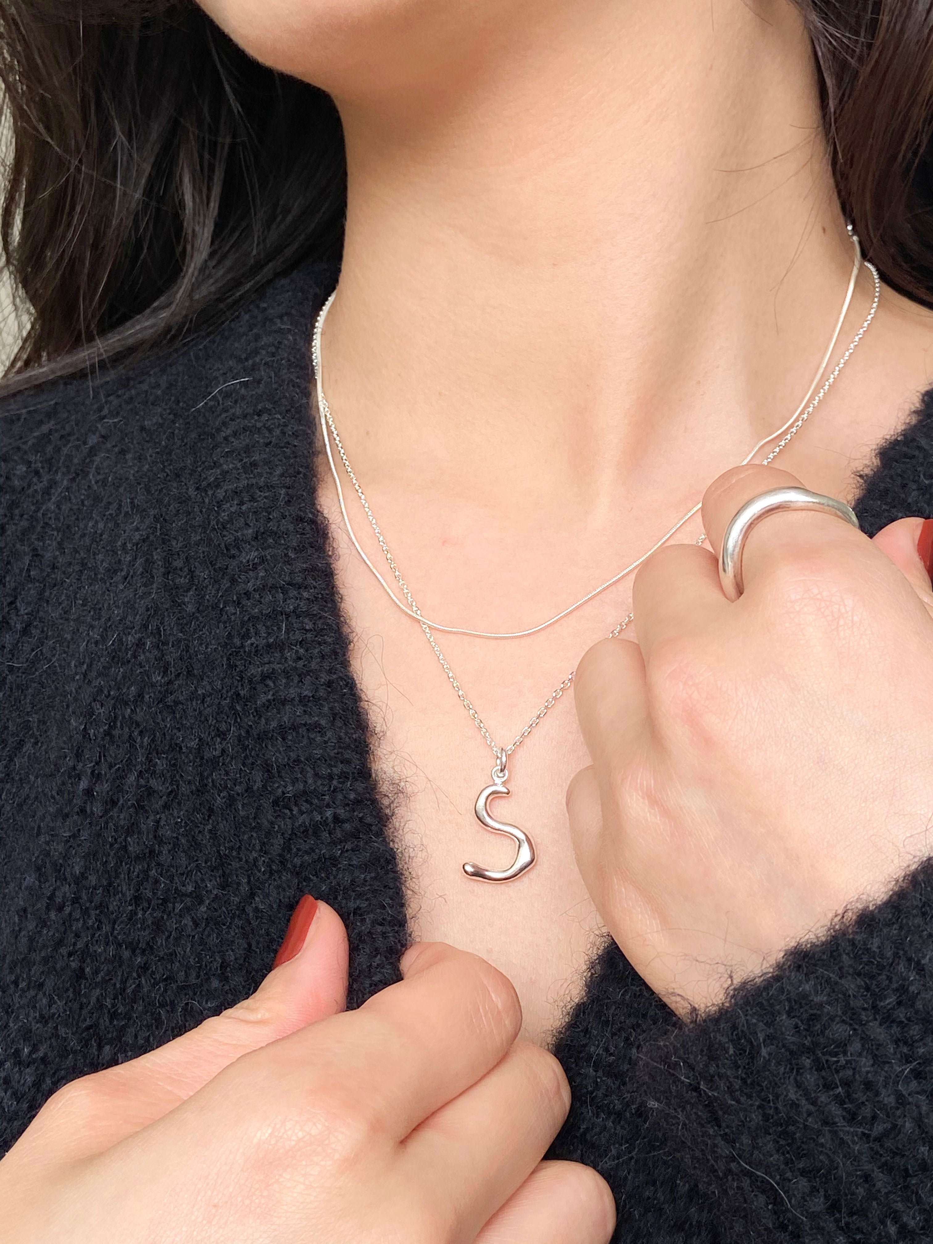 Initial Letter Necklace (thin chain)