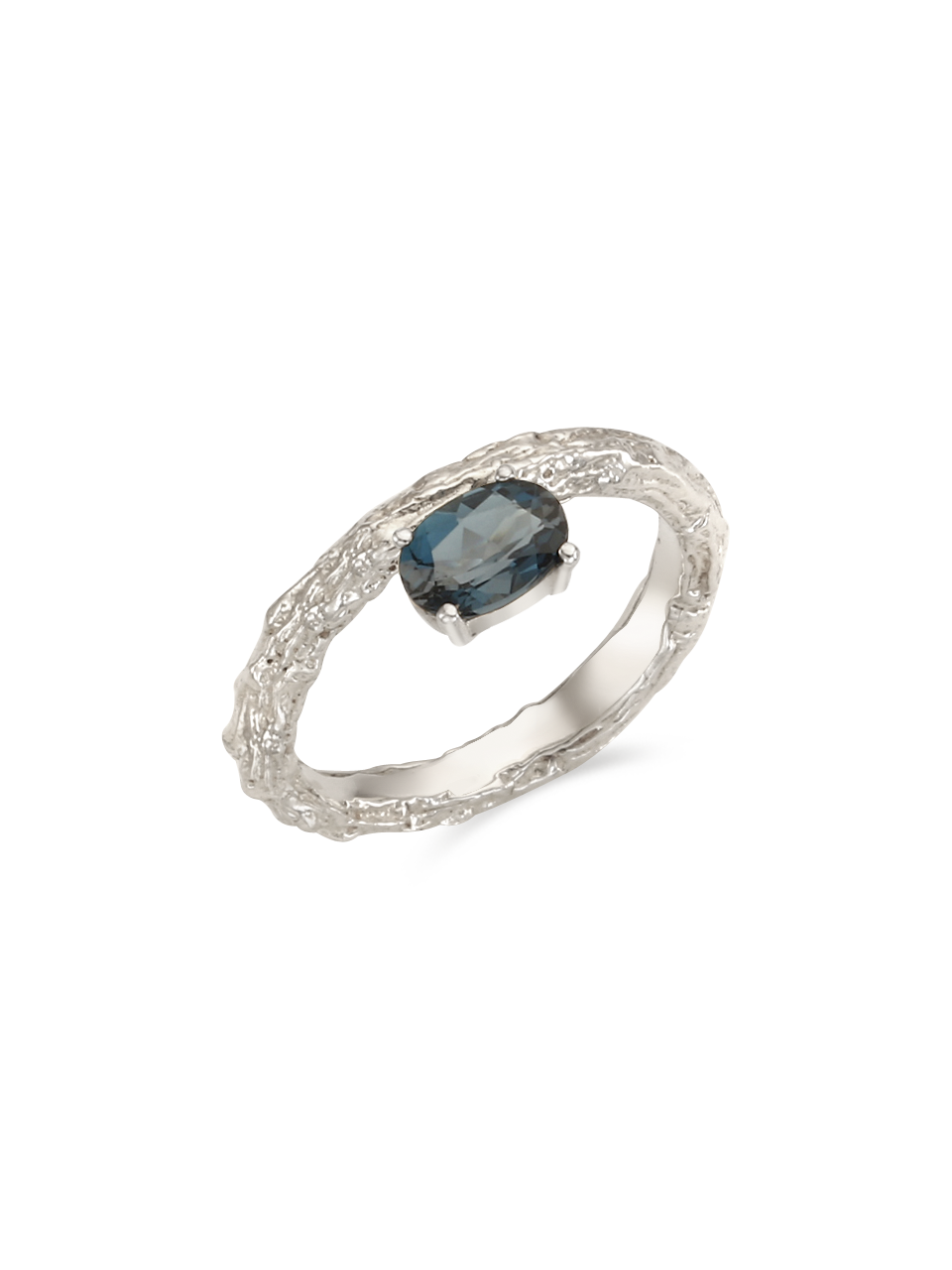 Twig Ring - london blue topaz (oval)