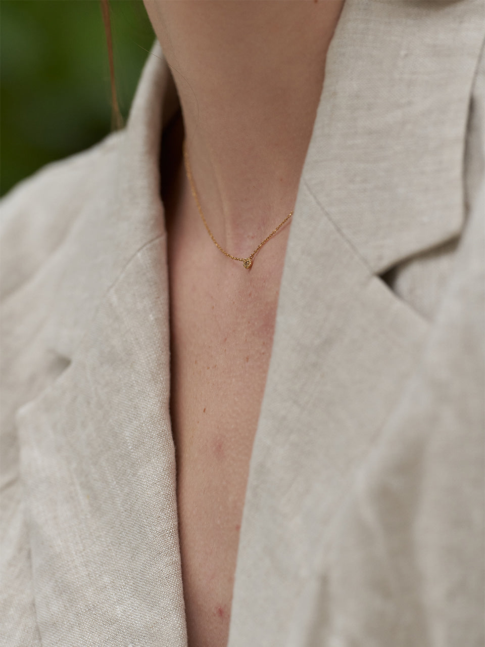 (14k) Sprout Necklace (S) (1 cognac diamond)