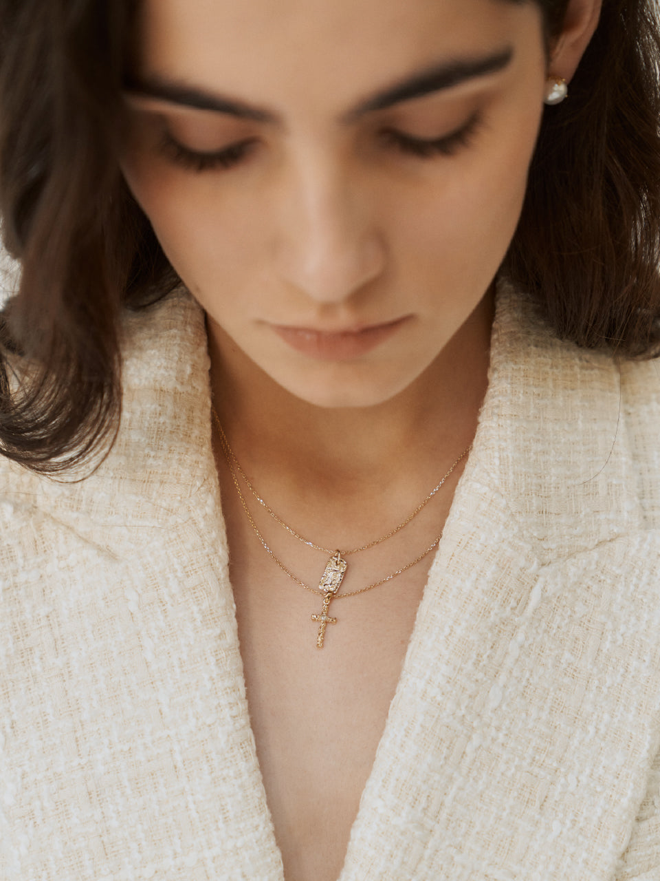 (14k) Twig Tag Necklace