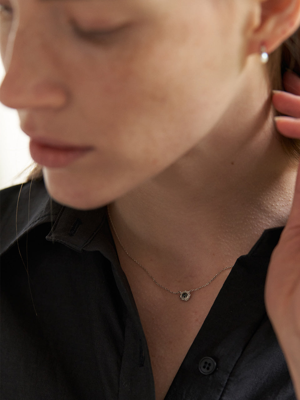 (14k) Sprout Necklace (M) (rough diamond)