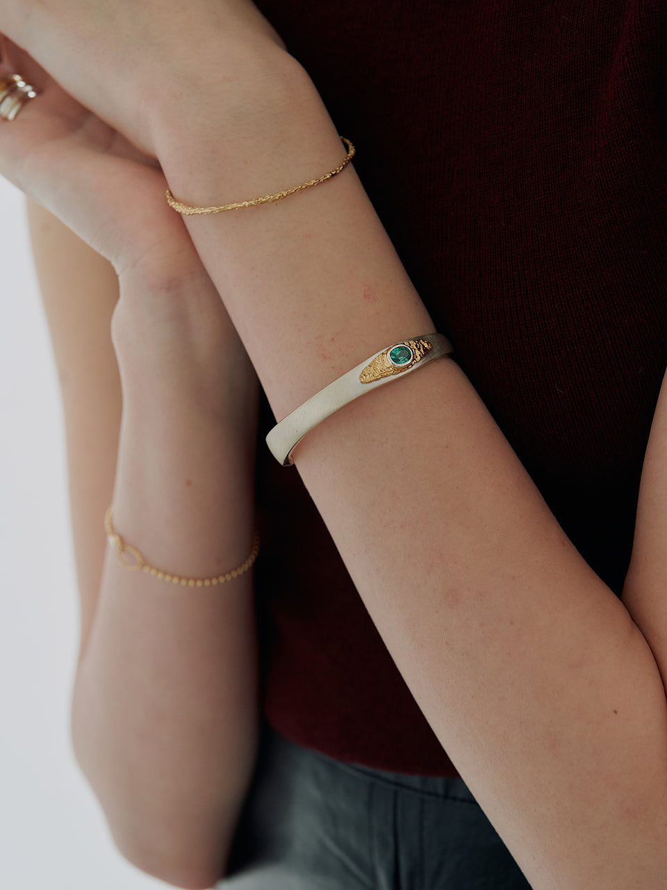 Twig Fancy Bangle (yag emerald)