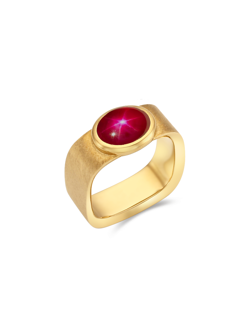 Valentine Square Ring (synthetic star ruby)