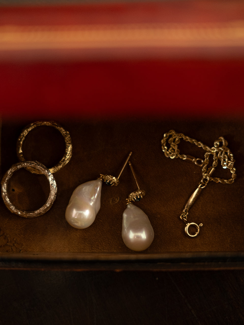 (14k) Sprout Pearl Drop Earrings