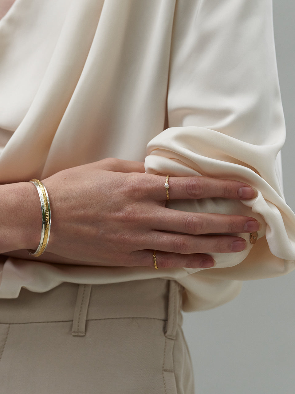 (14k) Twig Slim Ring (pearl)