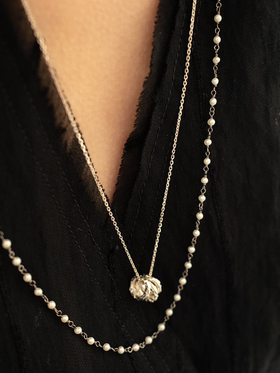 (14k) Pearl Link Necklace