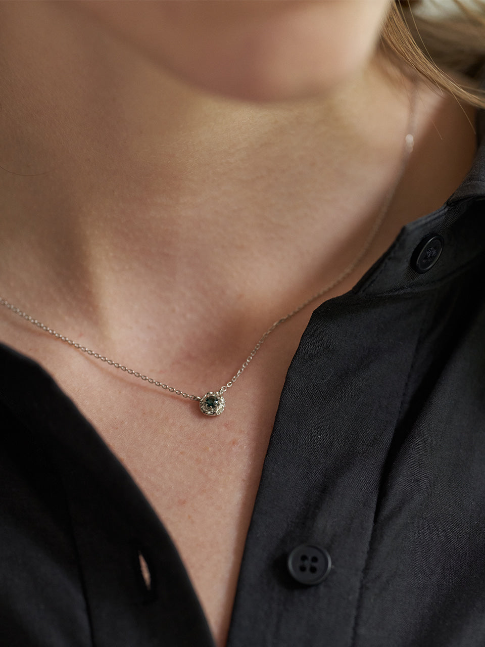 (14k) Sprout Necklace (M) (rough diamond)