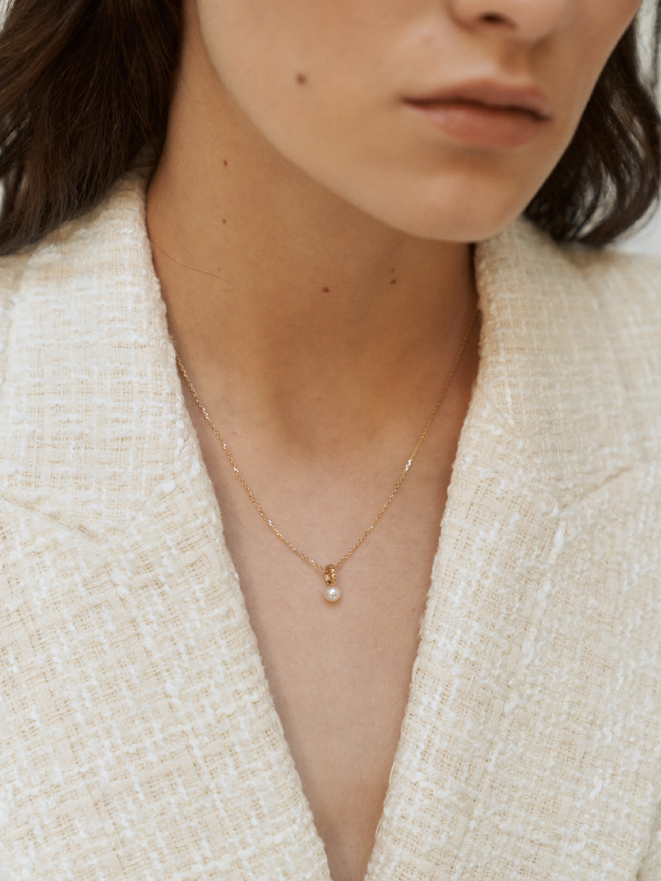 (14k) Twig Pearl Necklace