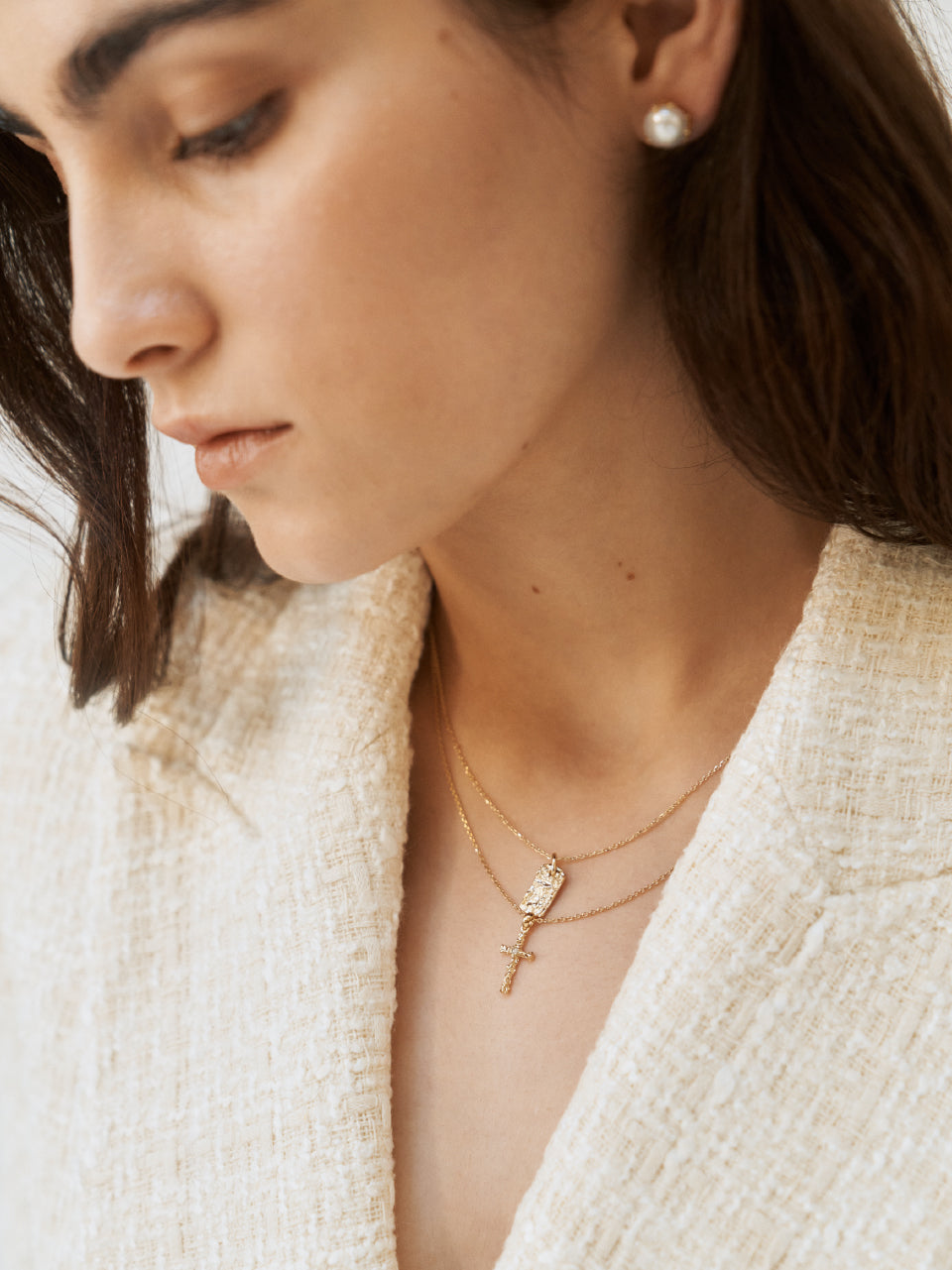 (14k) Twig Tag Necklace