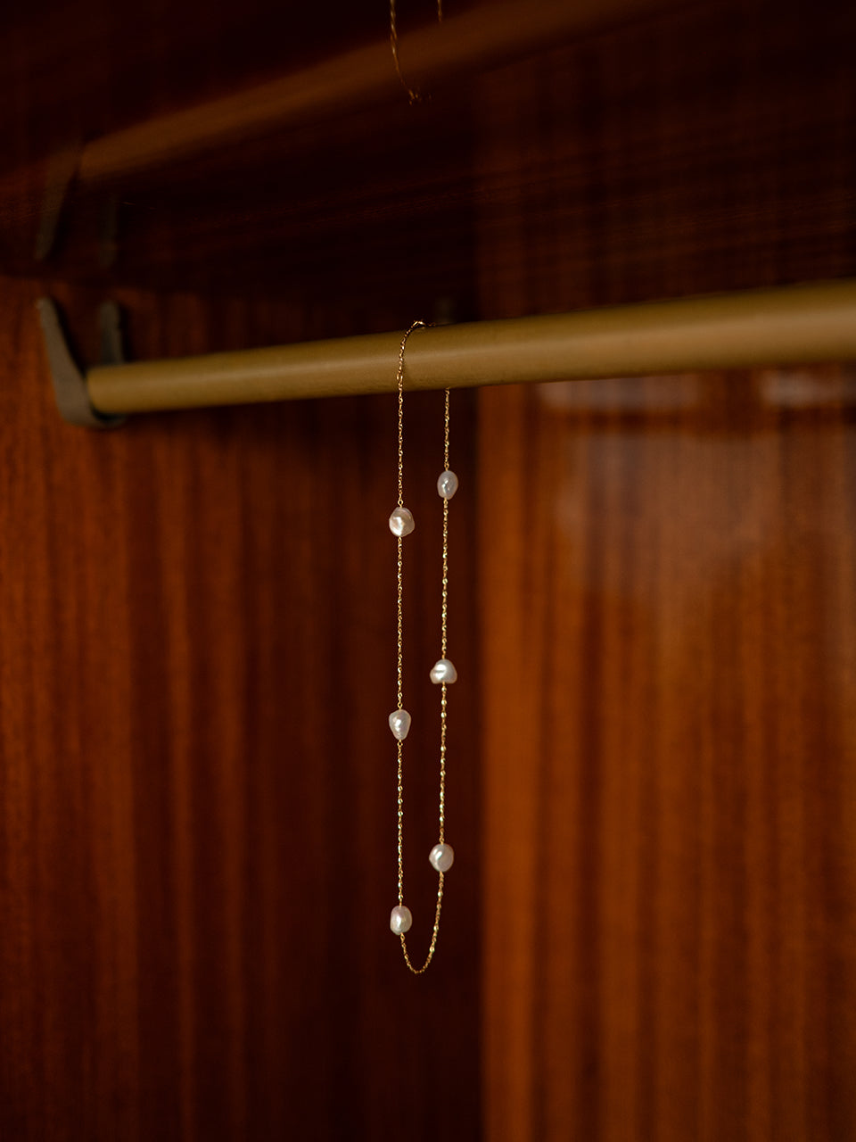 (14k) Glittering Pearl Chain Necklace (41cm)