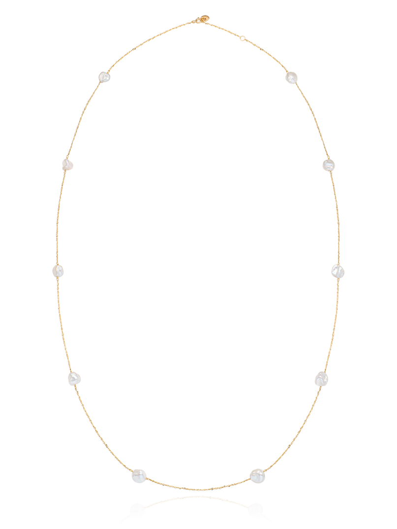 (14k) Glittering Pearl Chain Necklace (90cm)