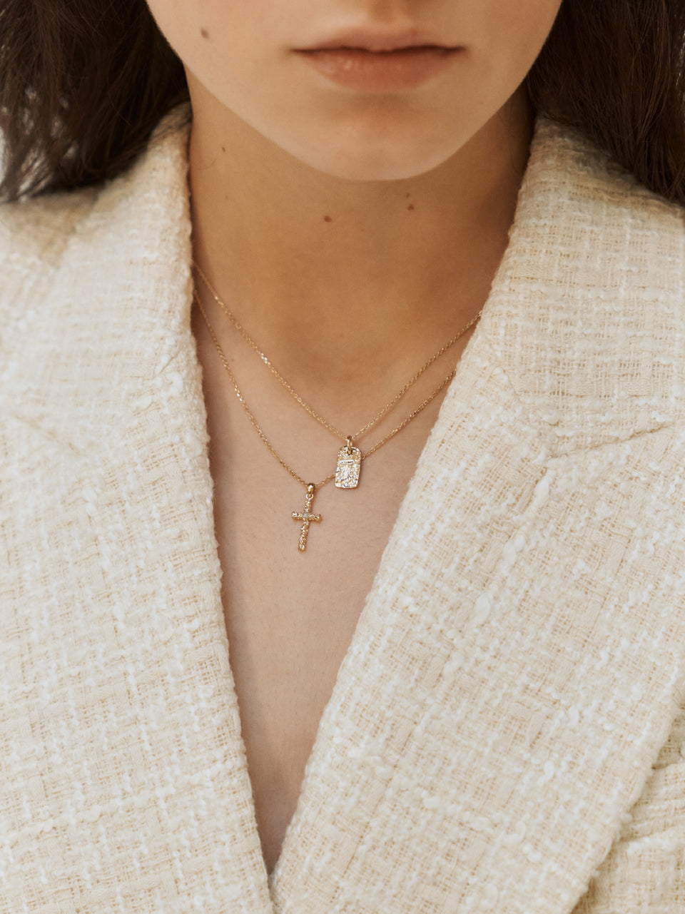(14k) Twig Tag Necklace
