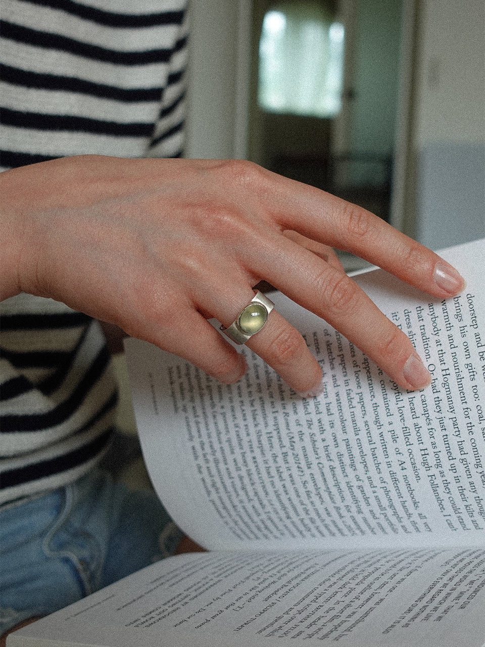 Valentine Square Ring (prehnite)