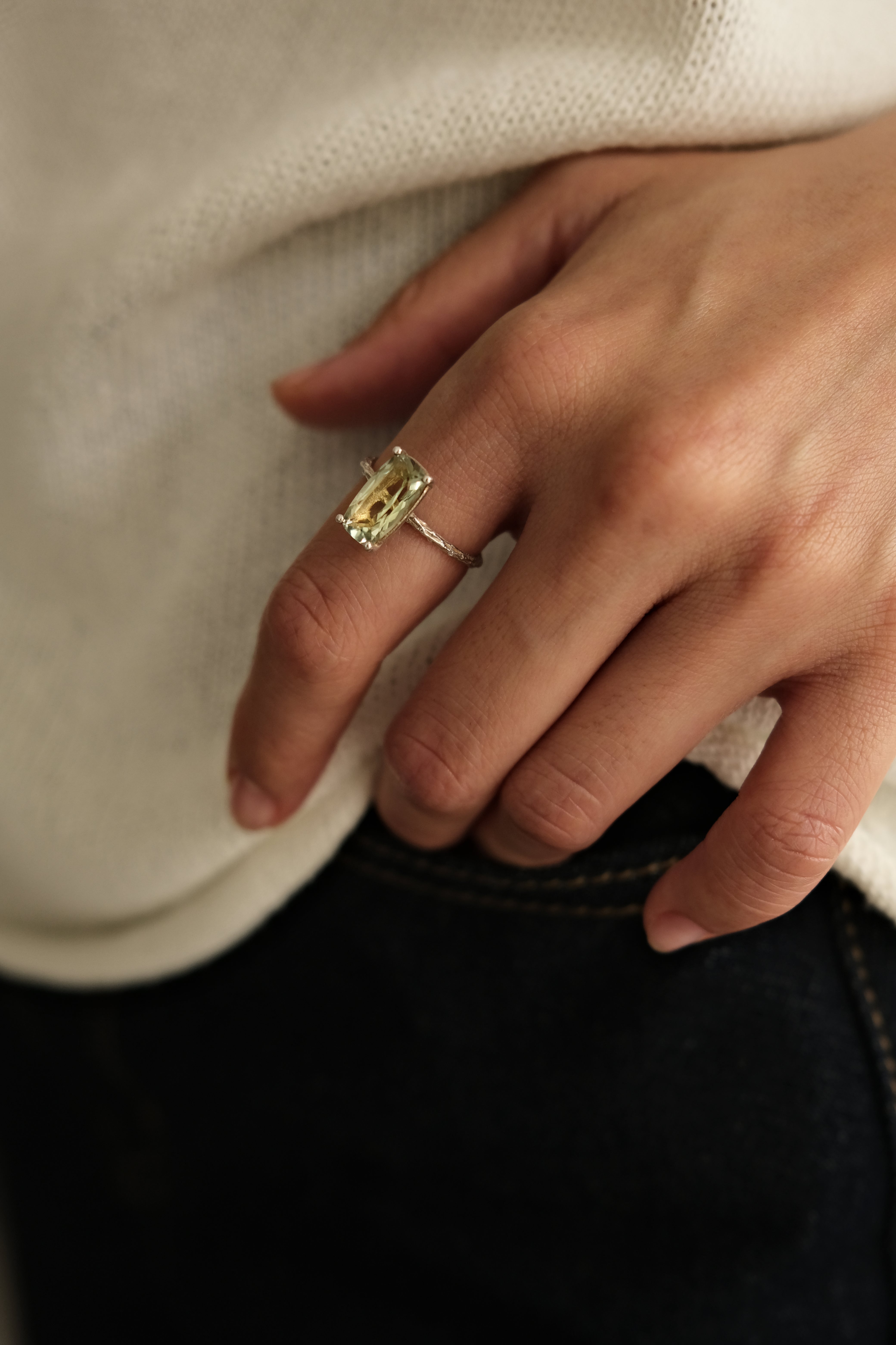Cotton Candy Ring (green quartz)
