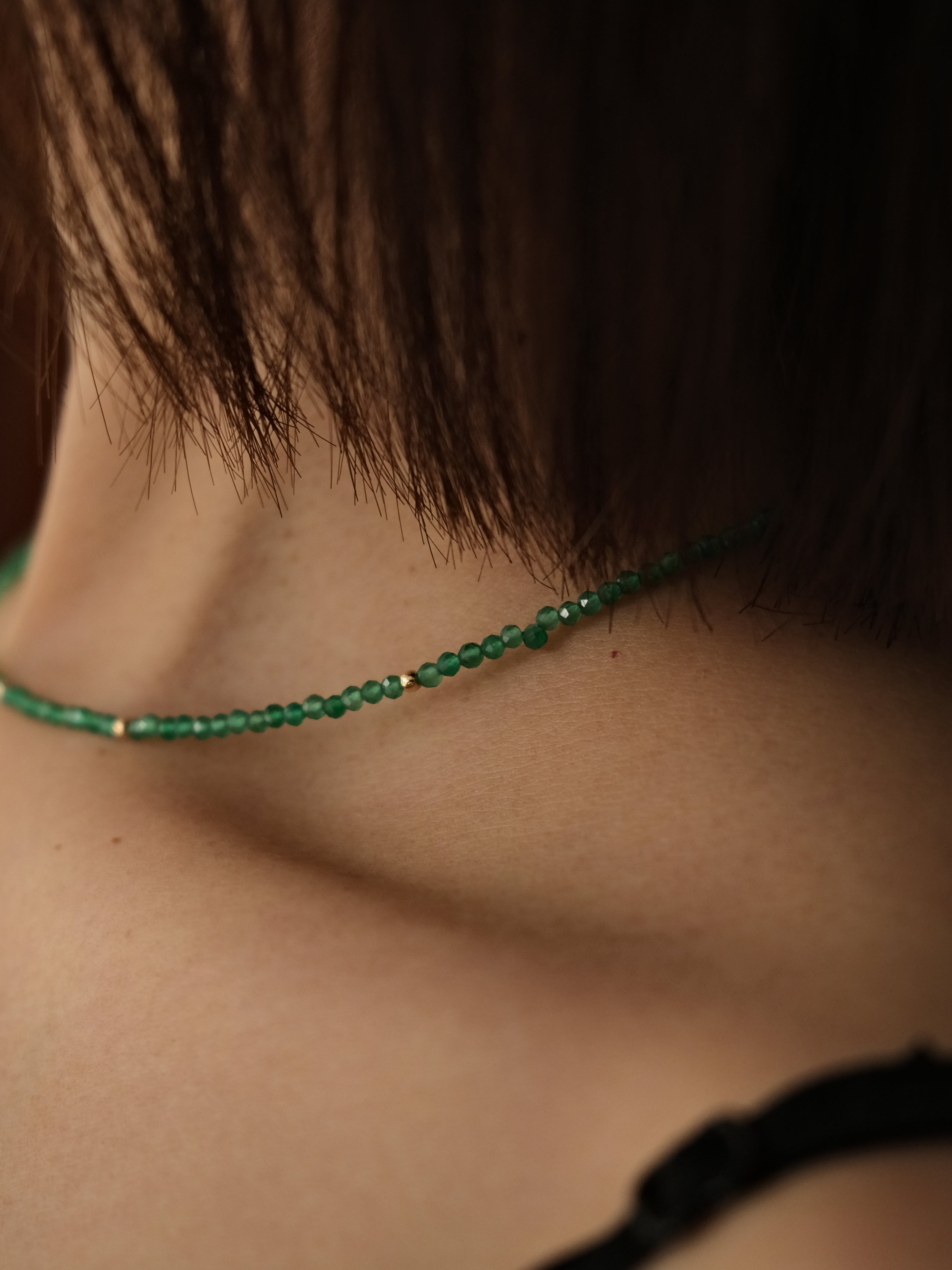 (14k) Natasha Necklace (green sparkle)