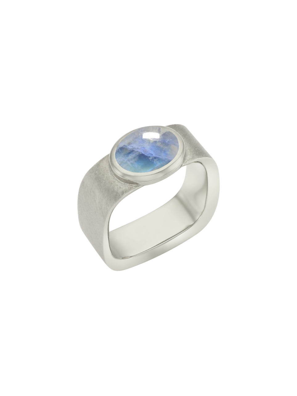 Valentine Square Ring (Rainbow Moonstone)