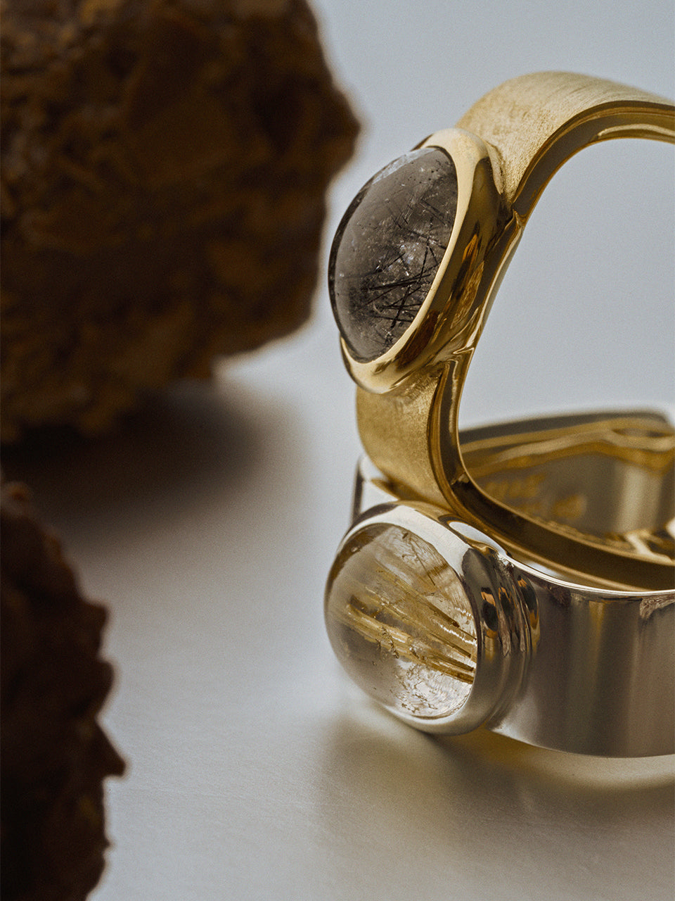 Valentine Square Ring (gold rutile quartz)
