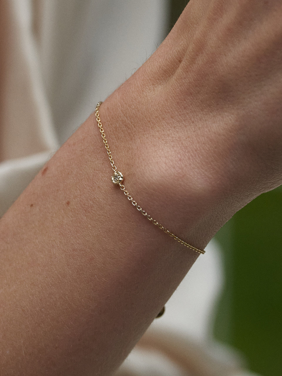 (14k) Sprout Bracelet (S) (1 cognac diamond)