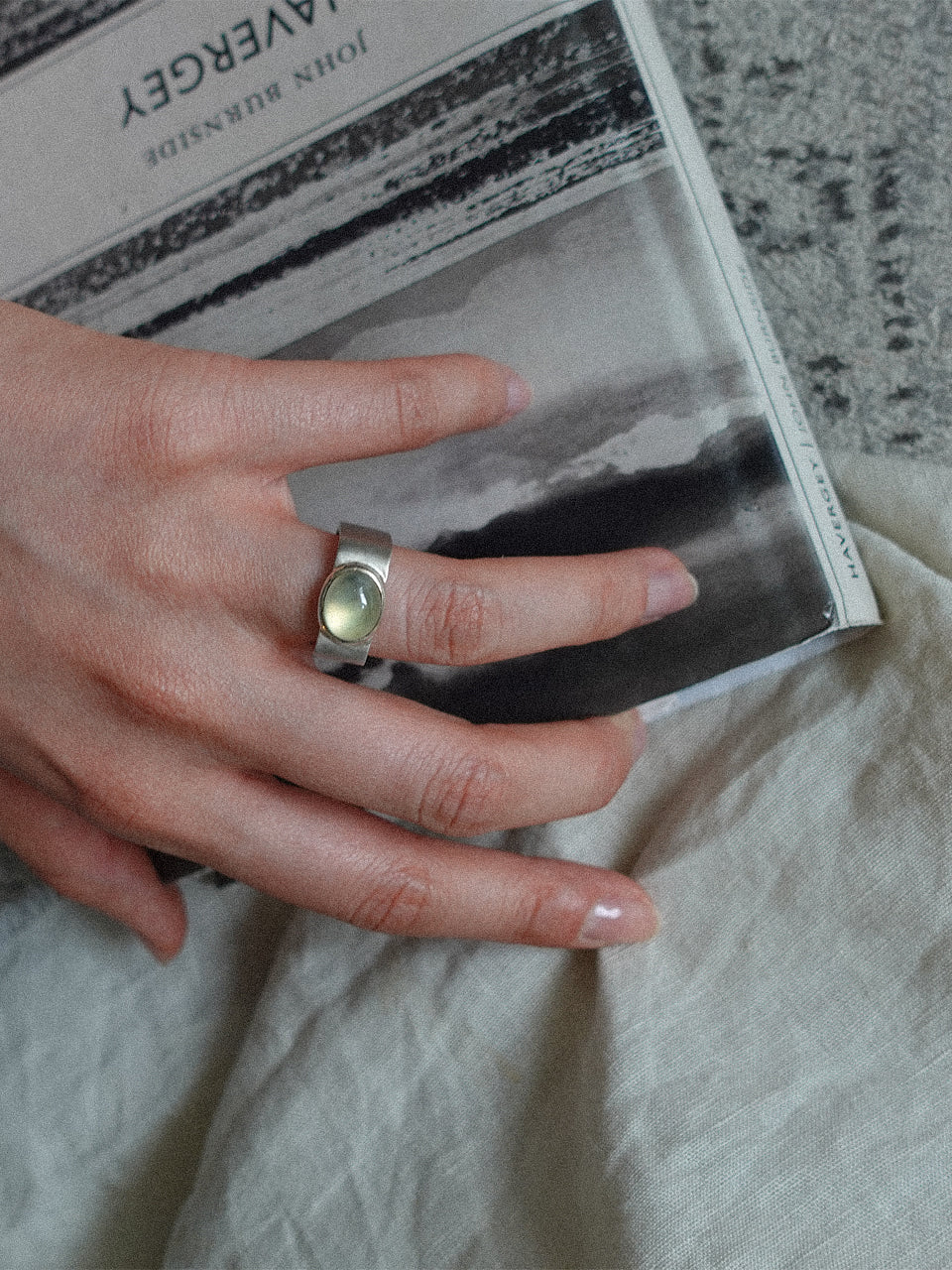 Valentine Square Ring (prehnite)