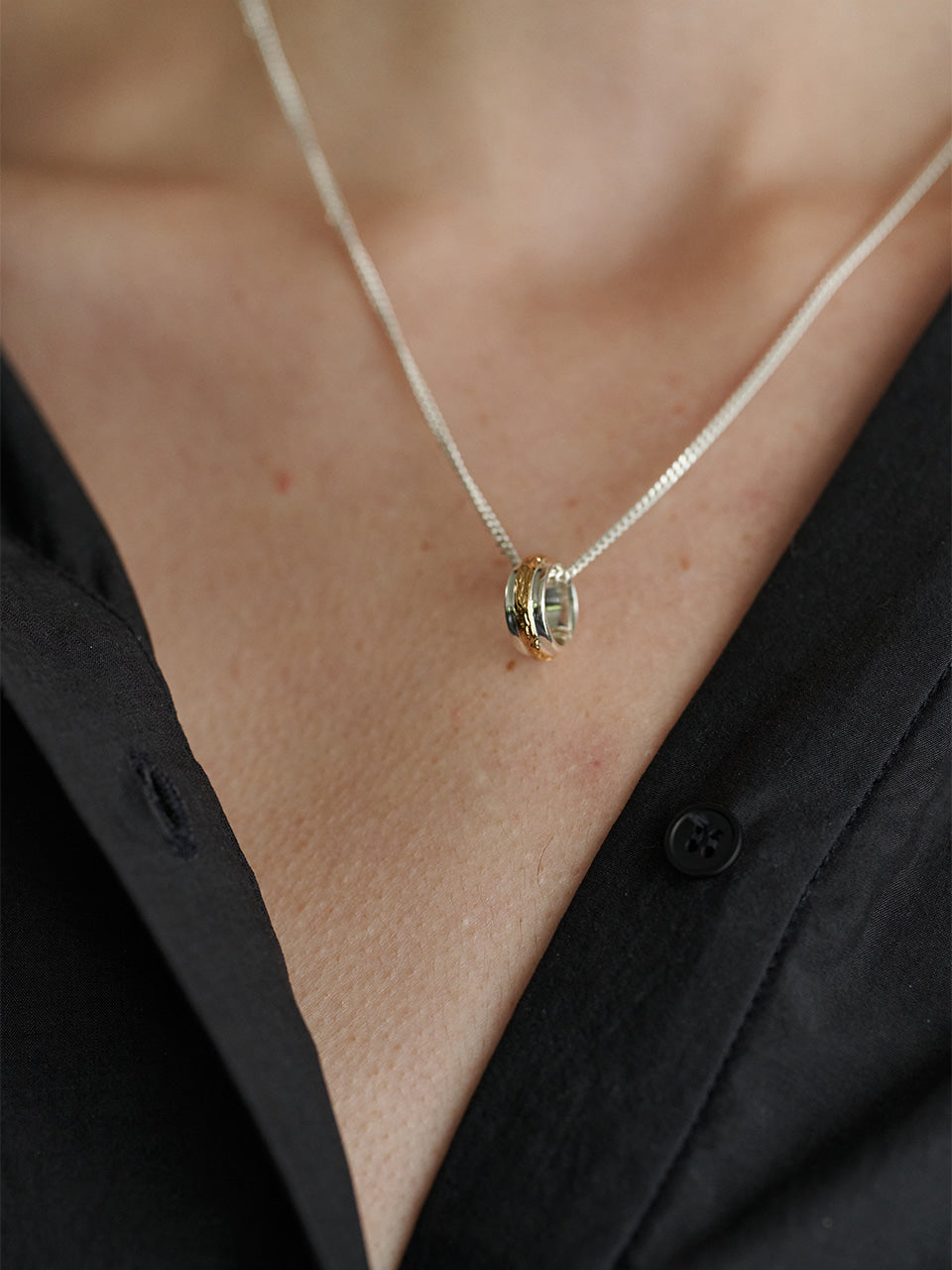 Mild Twig Ring Necklace (curb chain)
