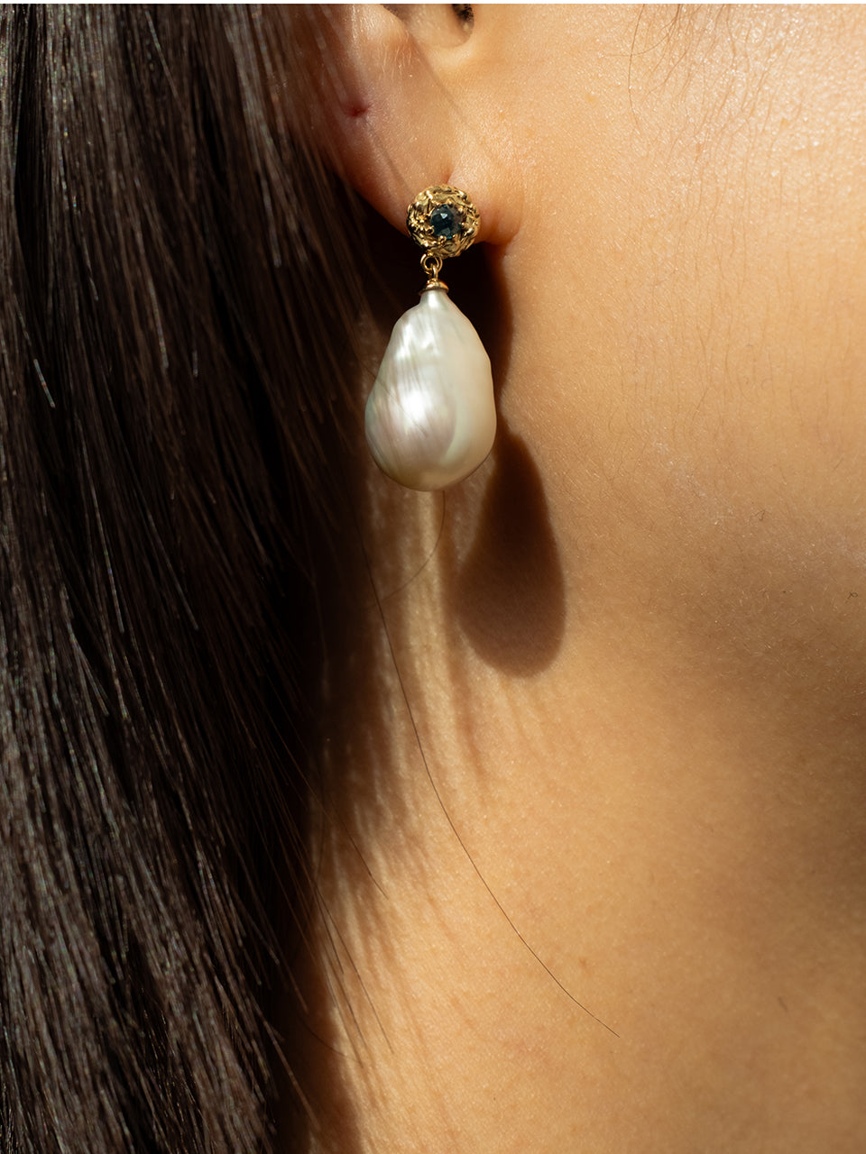 (14k) Sprout Pearl Drop Earrings
