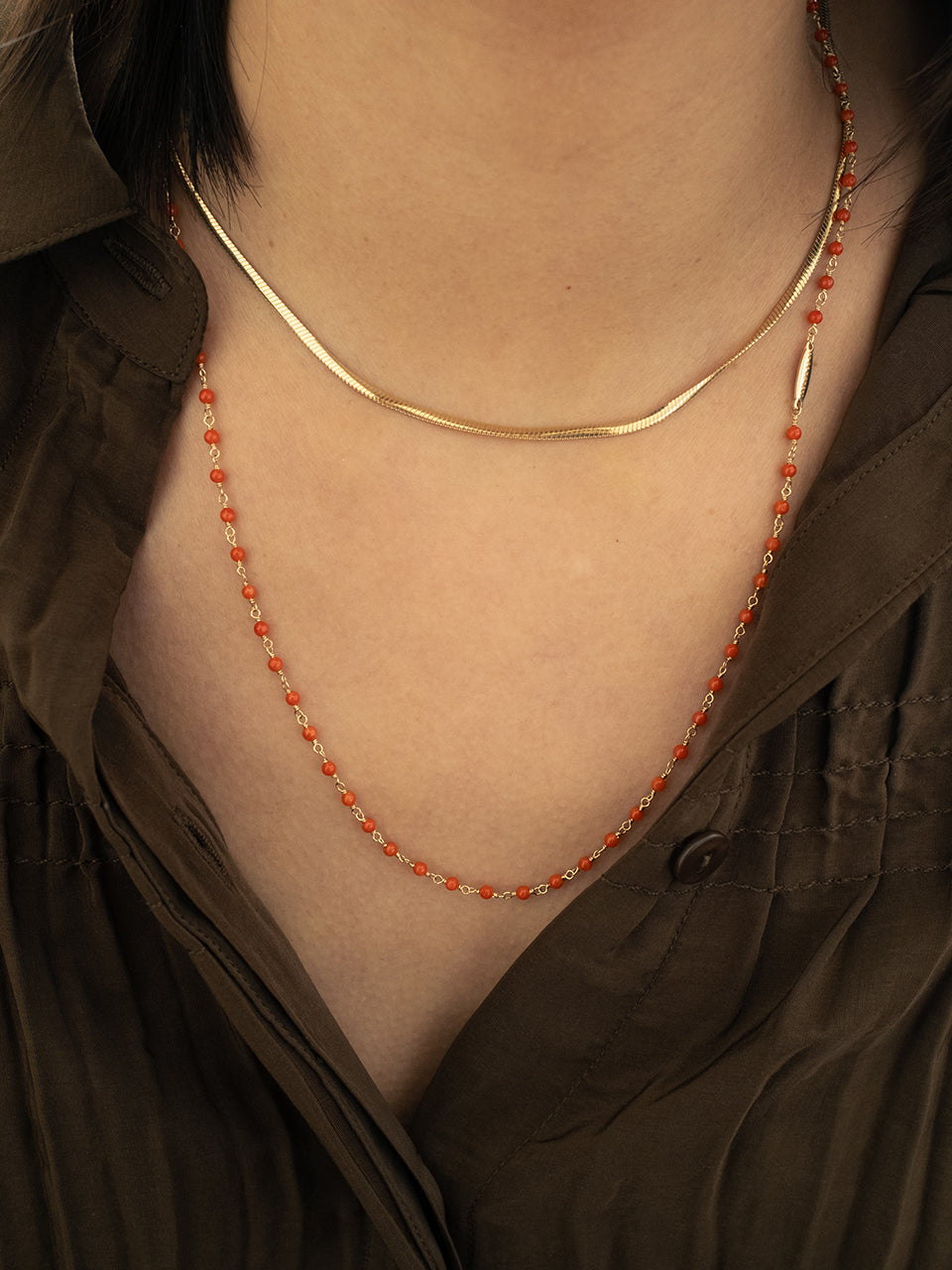 (14k) Coral Link Necklace