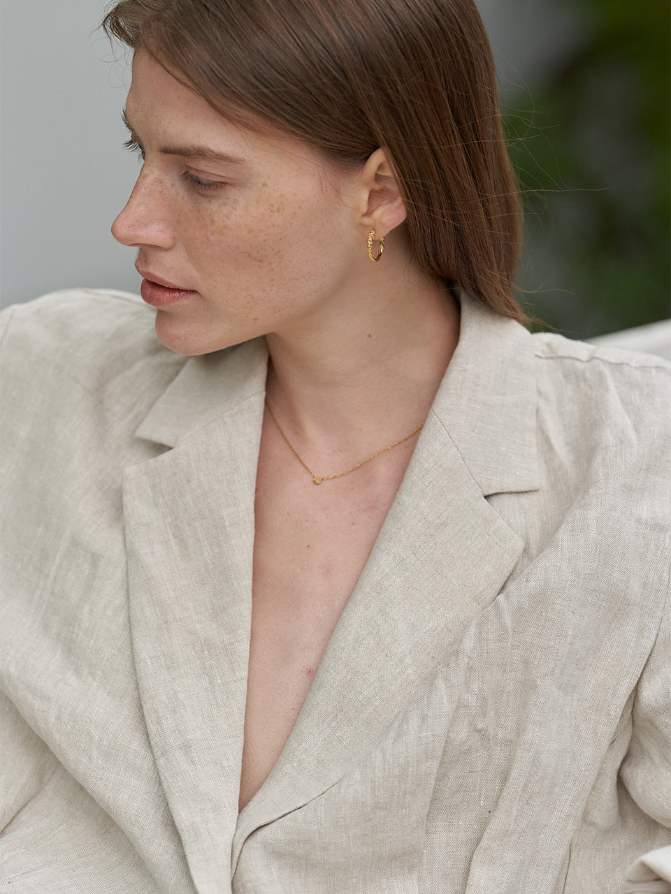 (14k) Sprout Necklace (S) (1 cognac diamond)