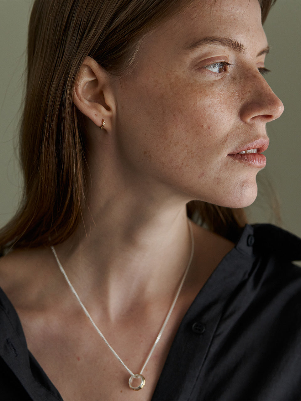Mild Twig Ring Necklace (curb chain)