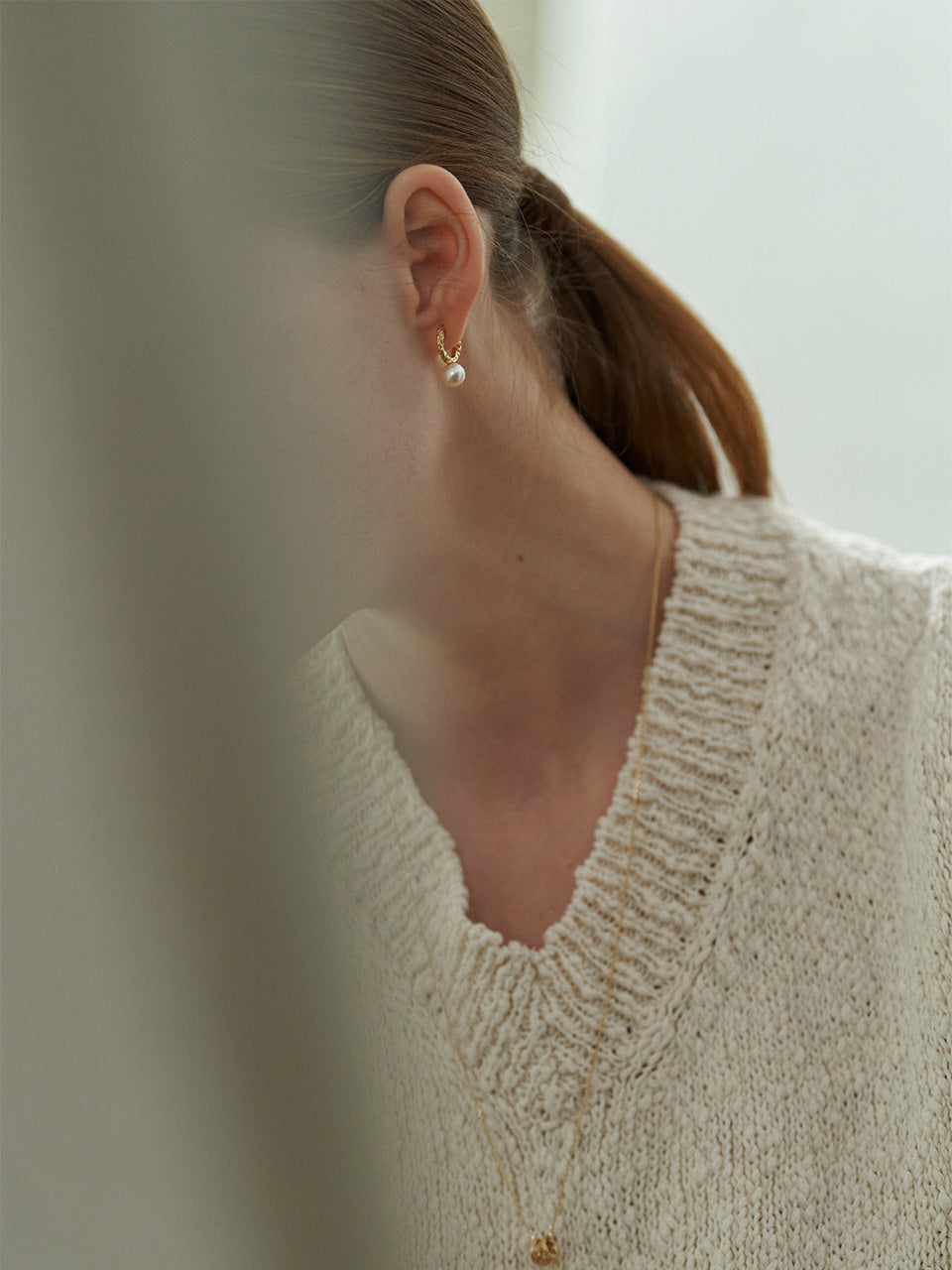 (14k) Twig Slim - Pearl Earrings (M)