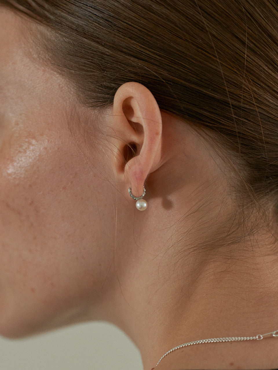 (14k) Twig Slim - Pearl Earrings (S)