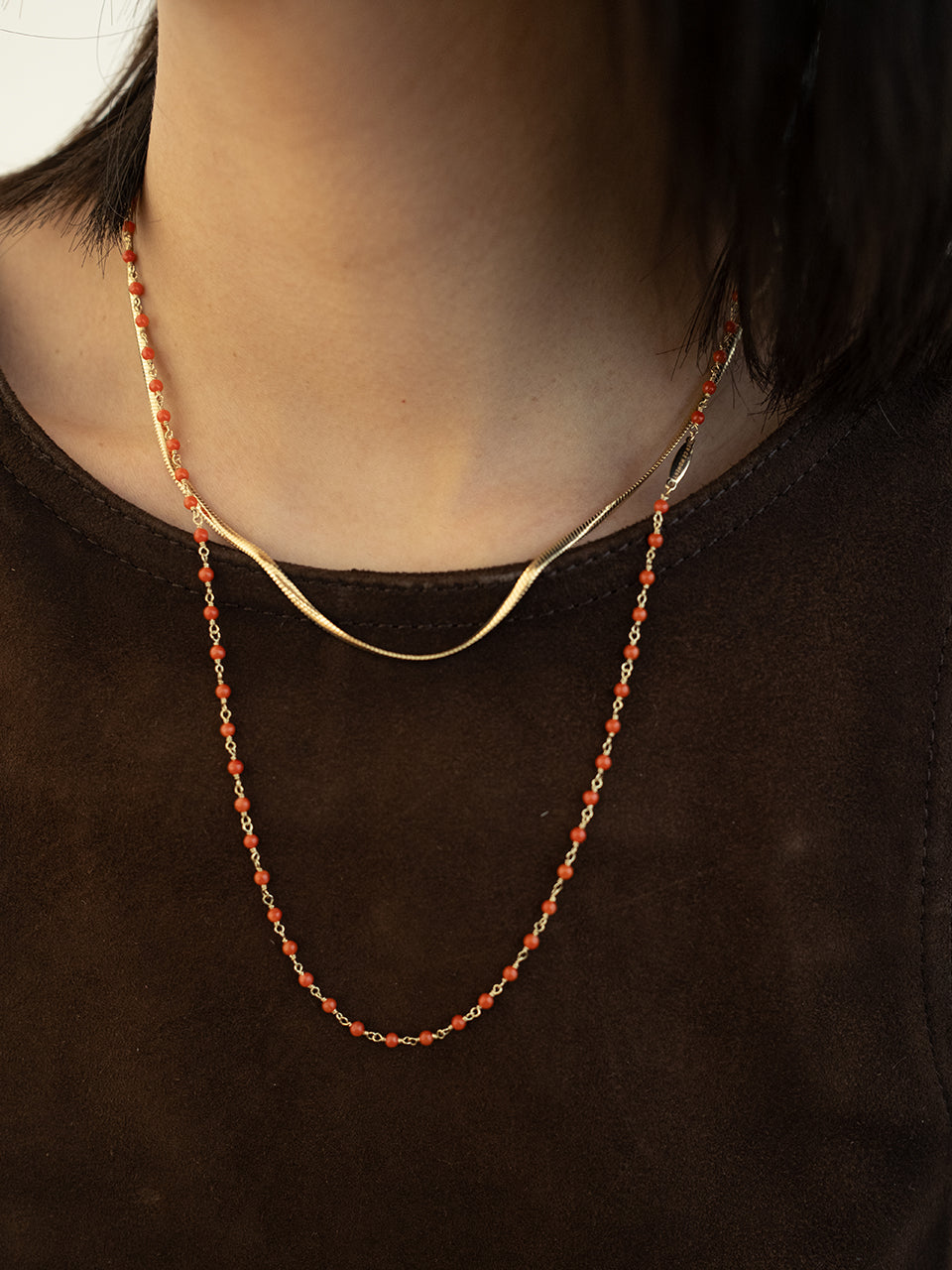 (14k) Coral Link Necklace