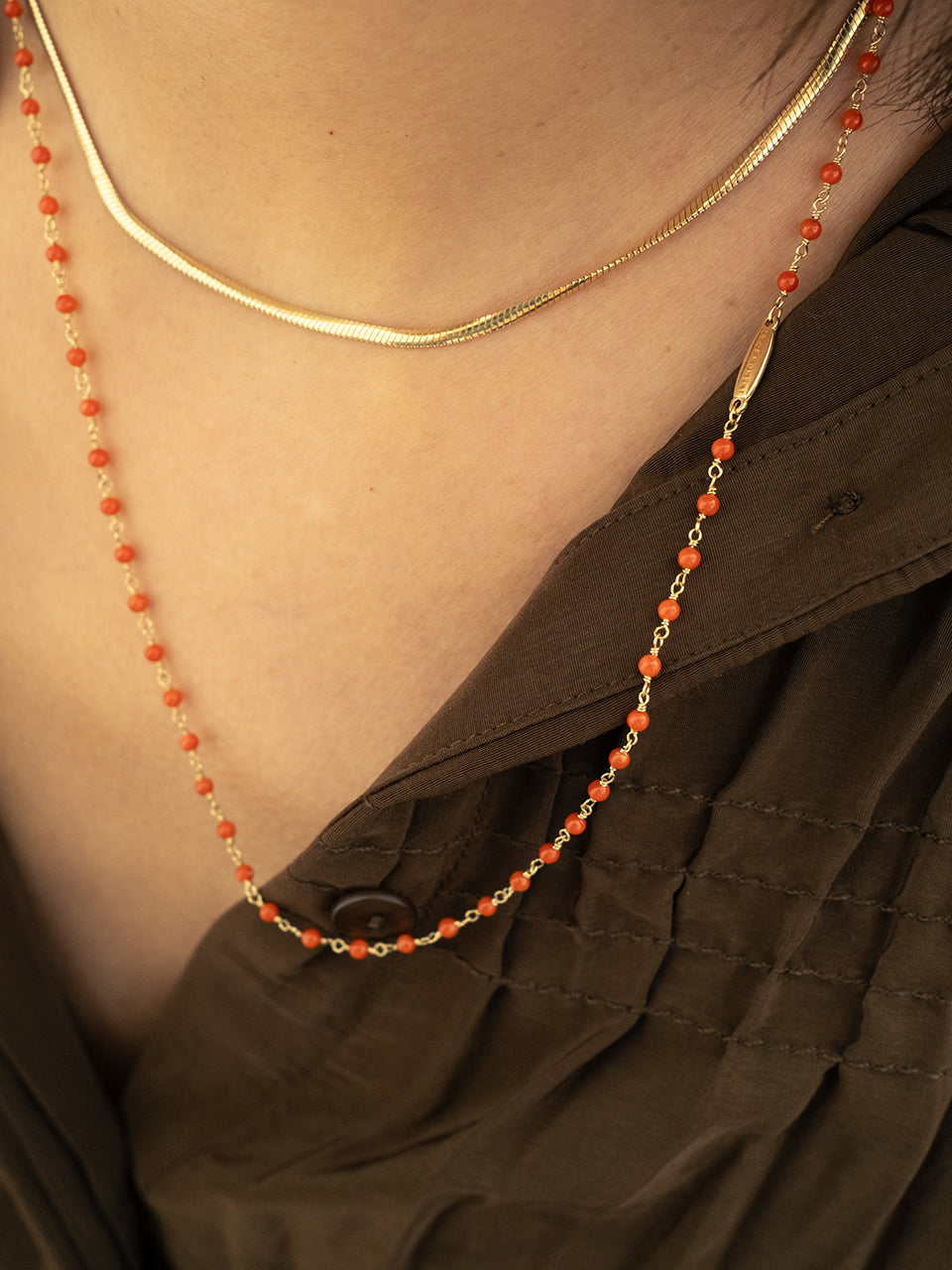 (14k) Coral Link Necklace