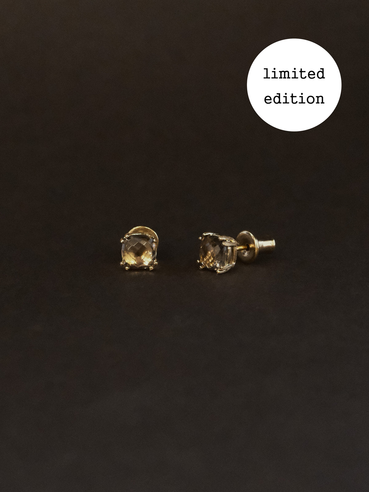 Coussin Studs (Smoky Quartz)