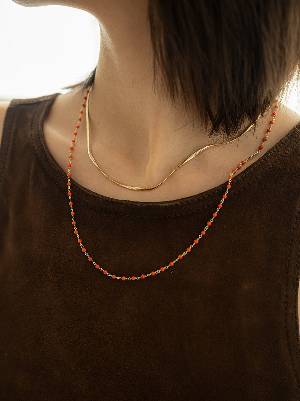 (14k) Coral Link Necklace