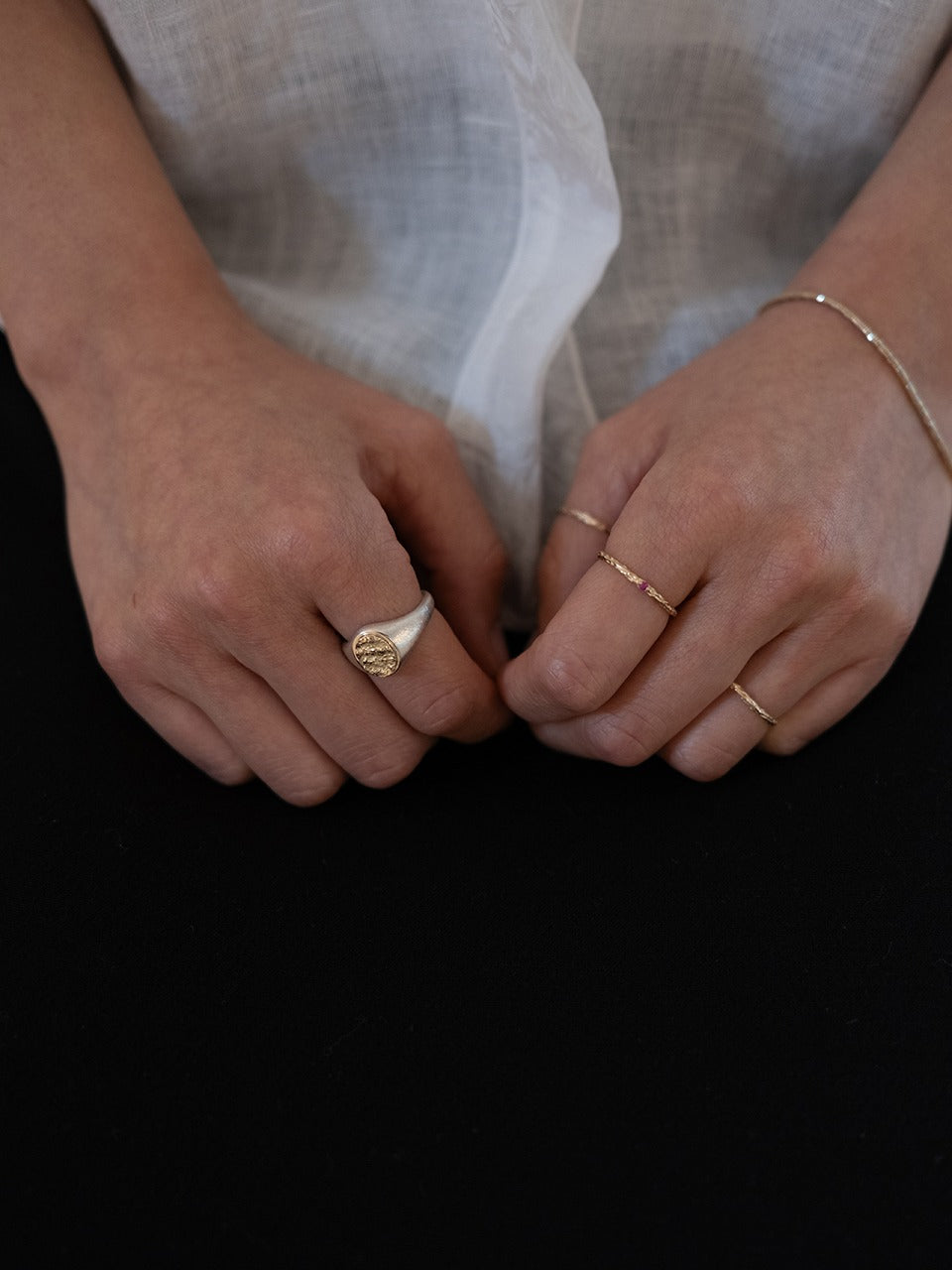 (14k) Twig Signet Ring