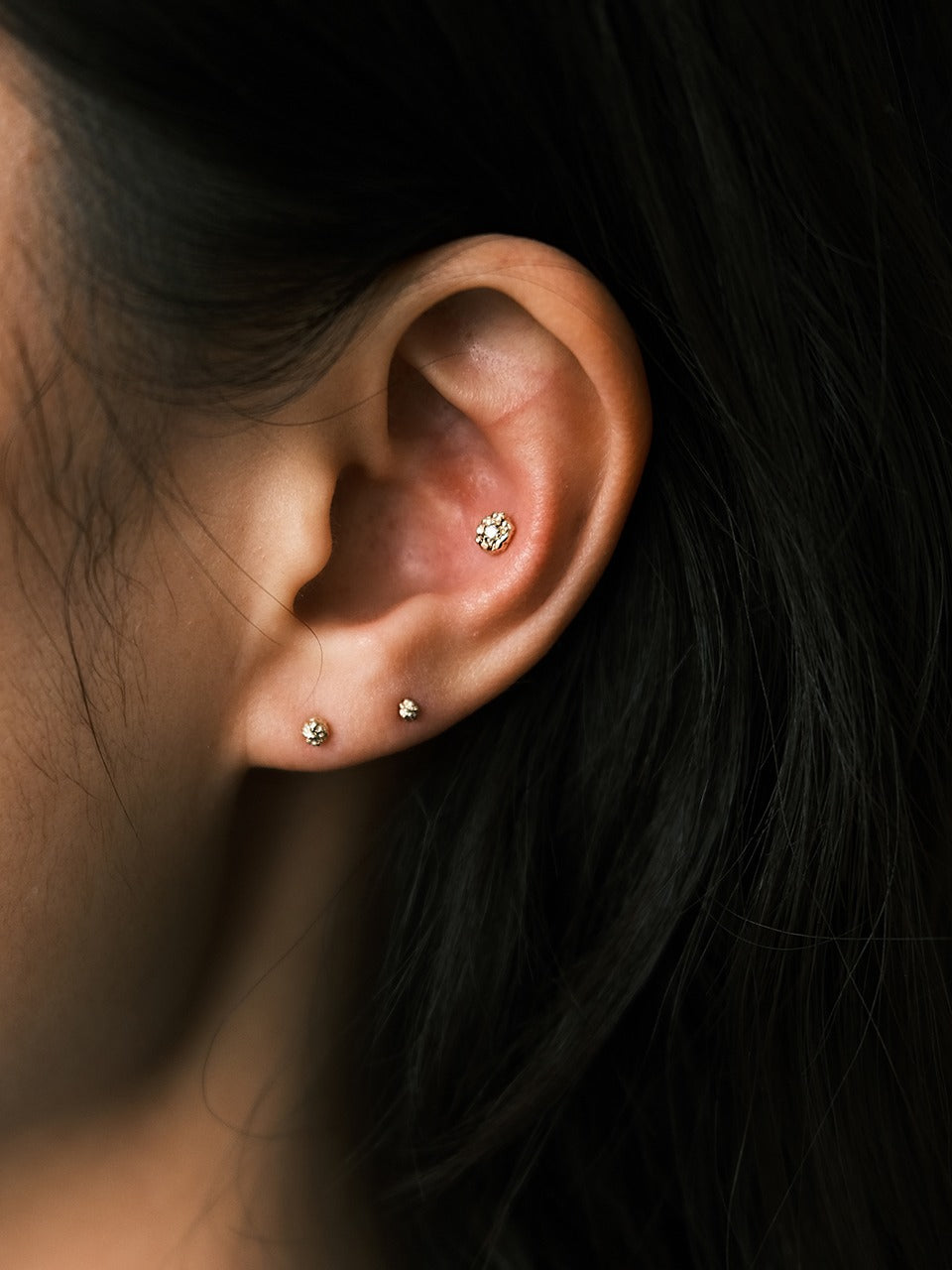 (14k) Sprout Piercing (S) (cognac diamond)