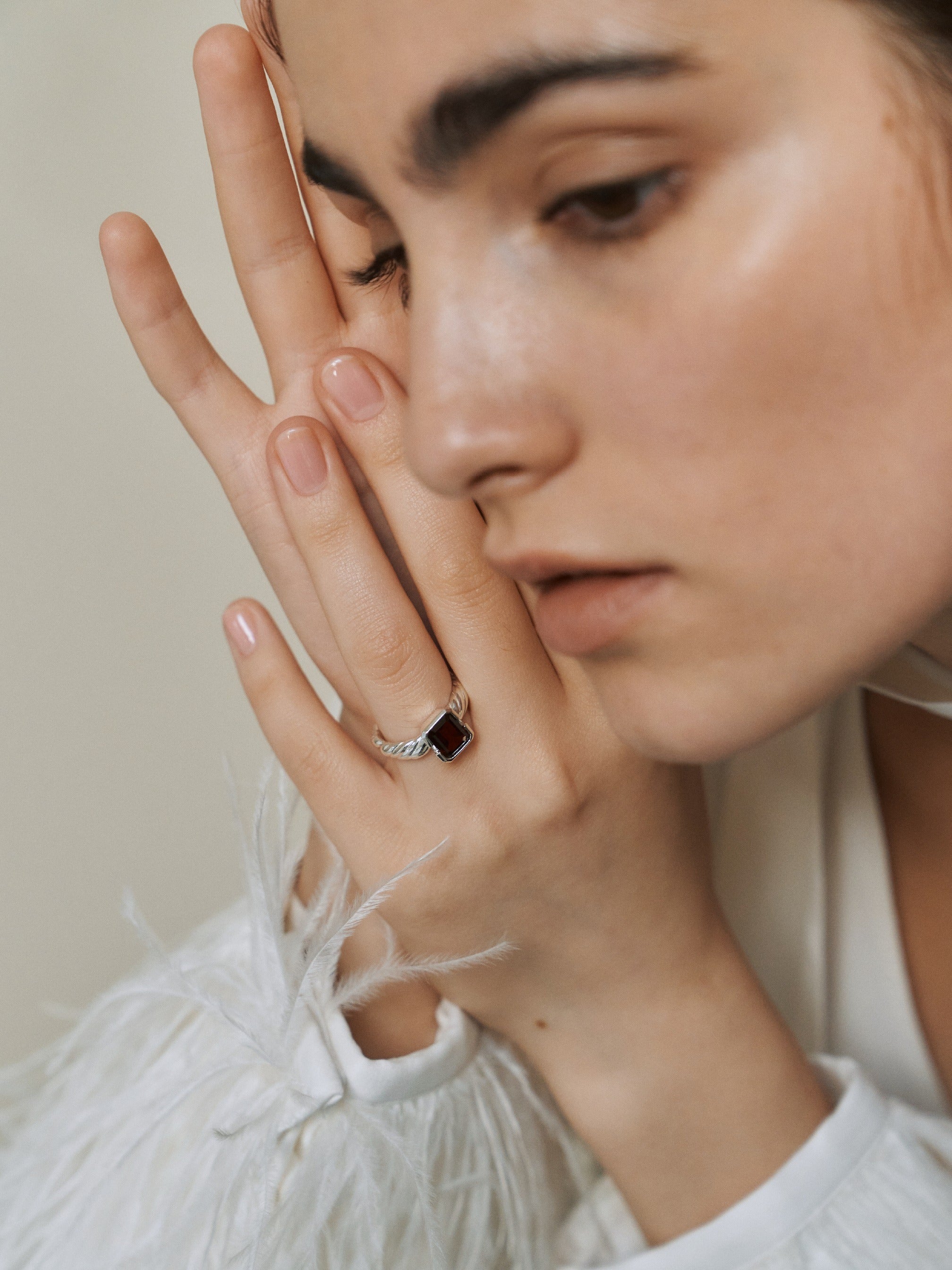 New Wave Stone Ring - Garnet